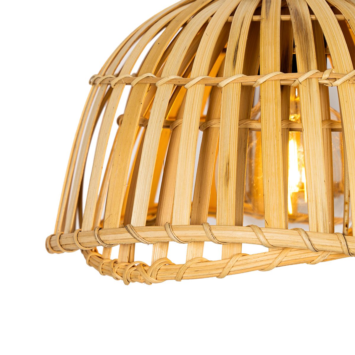 Oosterse hanglamp zwart met naturel bamboe 30 cm - Pua