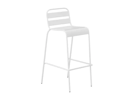 Salle à manger haute de jardin en métal : une table L.120 cm et 4 chaises - Blanc - MIRMANDE de MYLIA