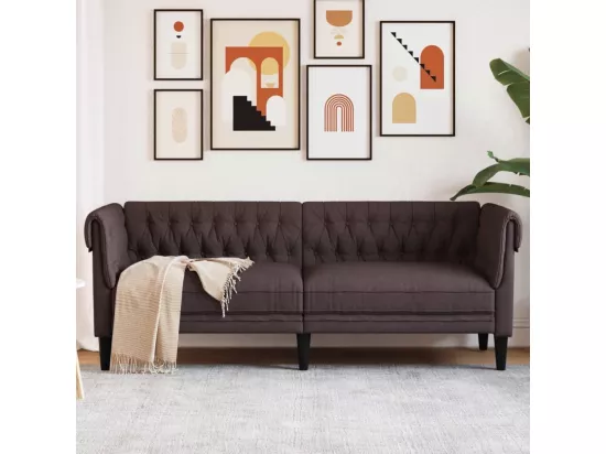 Canapé Chesterfield 3 places marron foncé tissu
