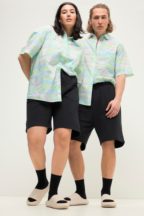 Sweat-Bermuda, Wide Legs, Elastikbund, Unisex