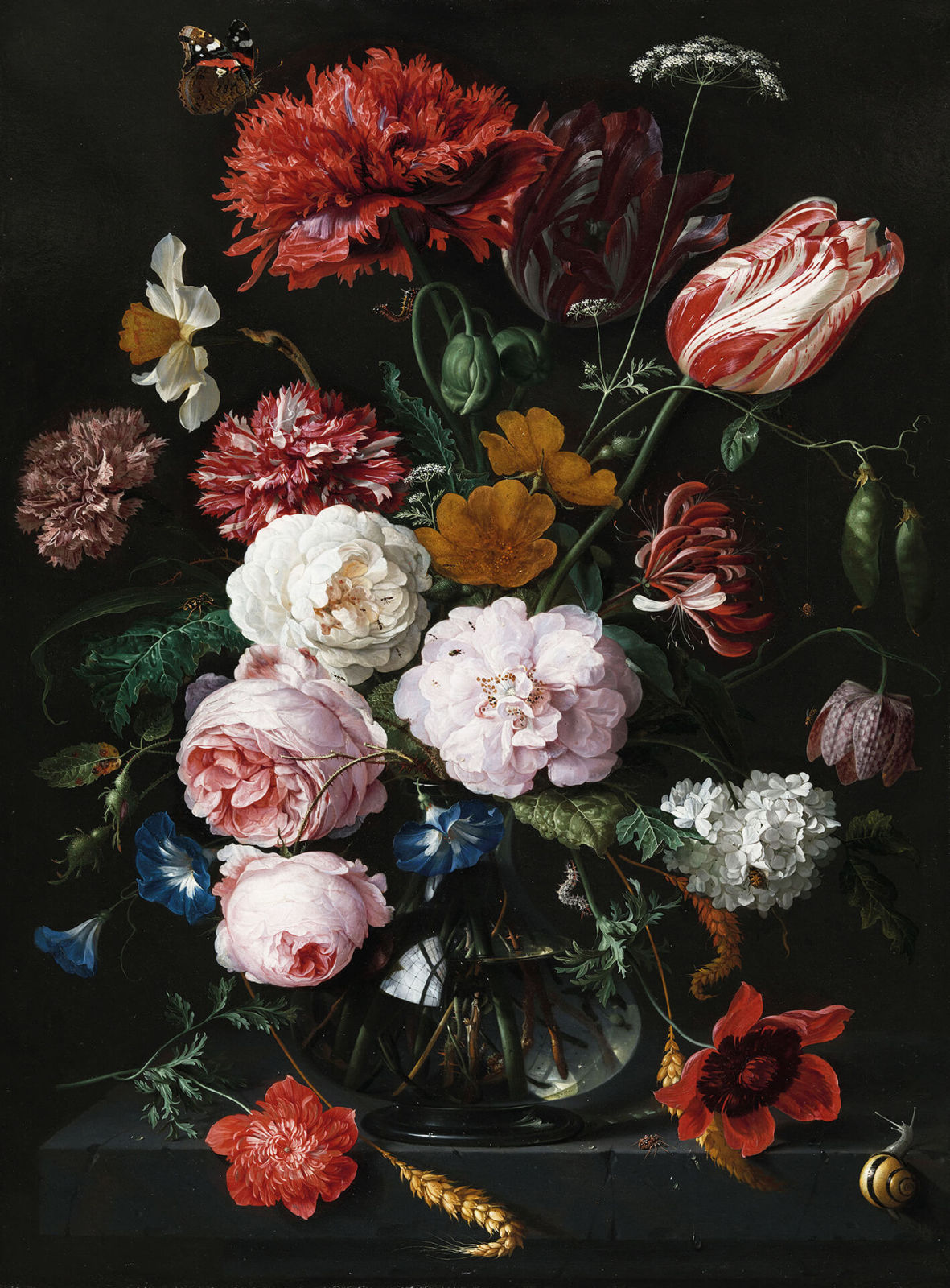 Fototapete DESIGNWALLS 2.0 - rot-schwarz - Blumen - 2,6 Meter
