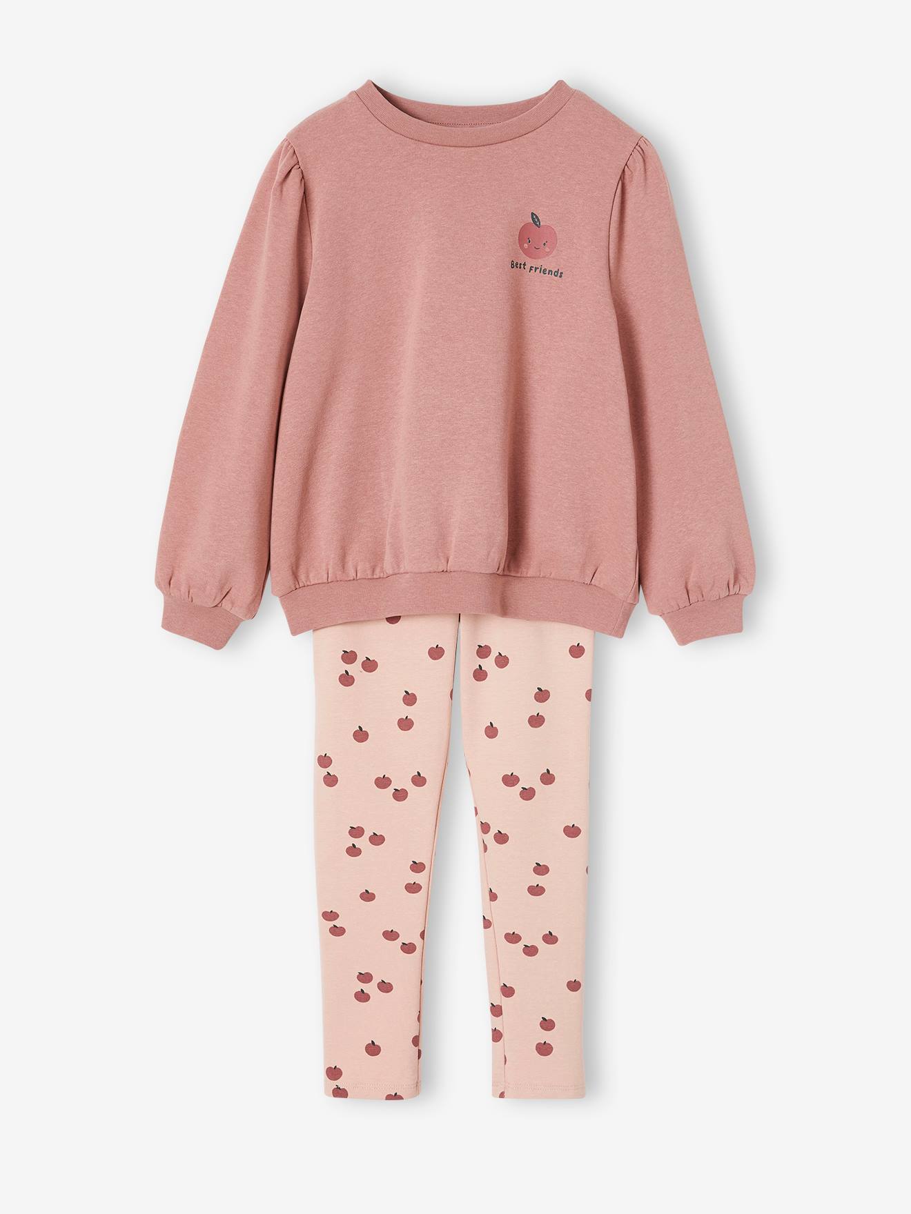 Look da menina: moletom + leggings com estampa rosa claro