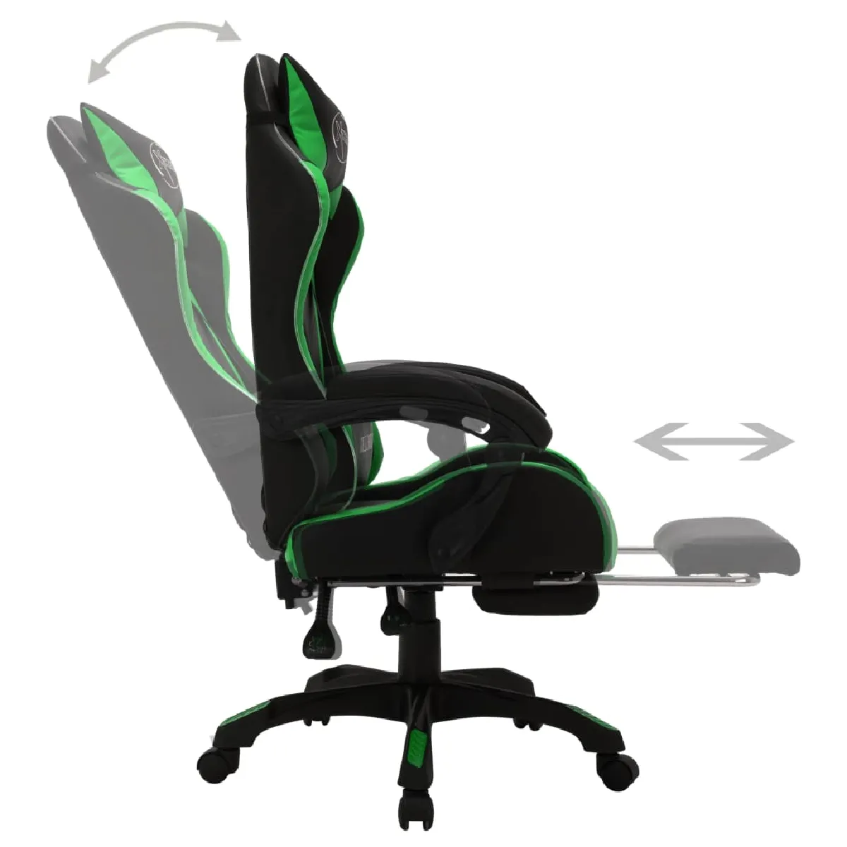 VIDAXL LED Vert/Noir Similicuir