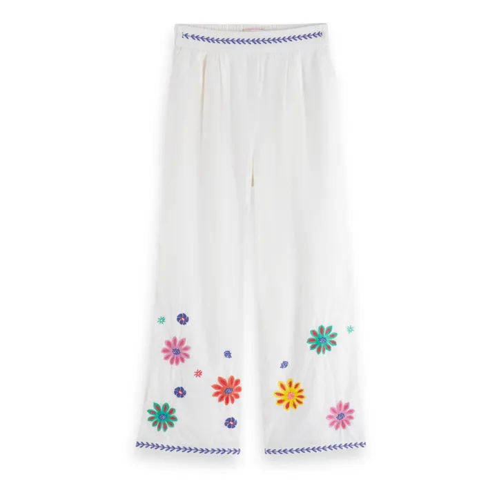 Scotch & Soda Pantalon Court Fleurs Brodées | Blanc