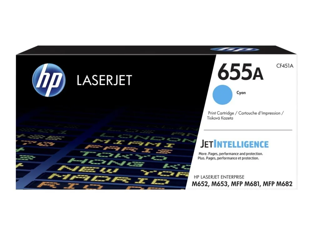 Lasertoner HP 655A CF451A, 10.500 sider, cyan