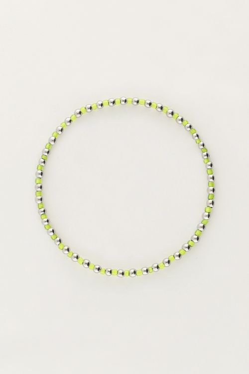 Ocean elastieken armband en kraaltjes lime