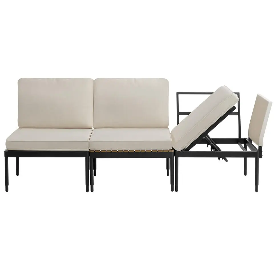 tectake Tuinloungeset Magaluf, 5in1 functie, aluminiumframe, Antraciet/grijs