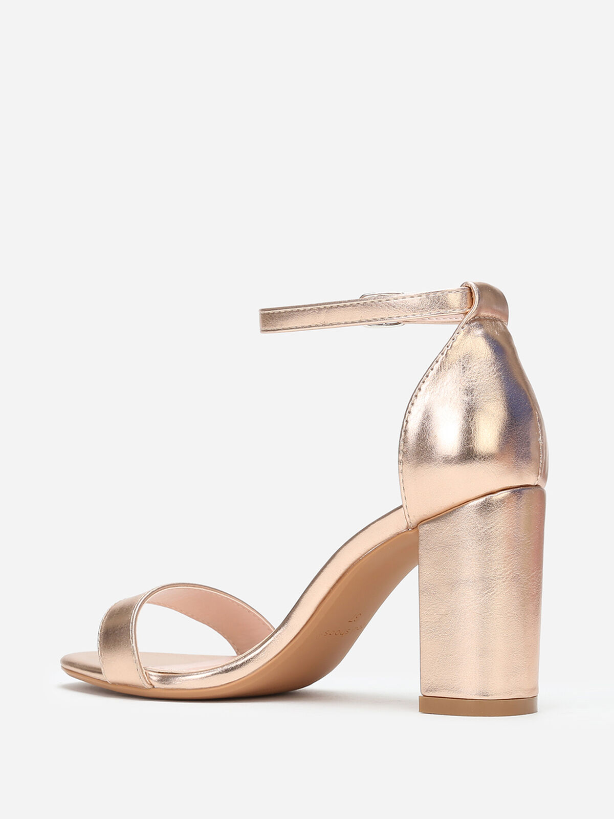 Sandales à bride et talon carrés- Doré rose
