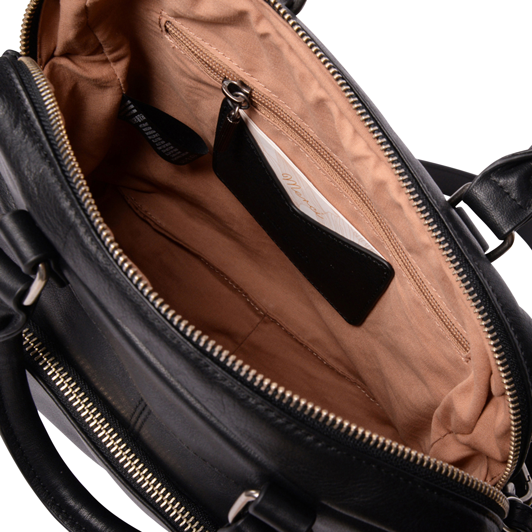 MINI MACY - Sac à main multipoches en cuir | Noir