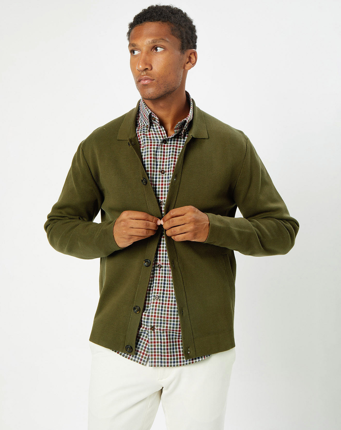 Hackett London Cardigan en Maille kaki
