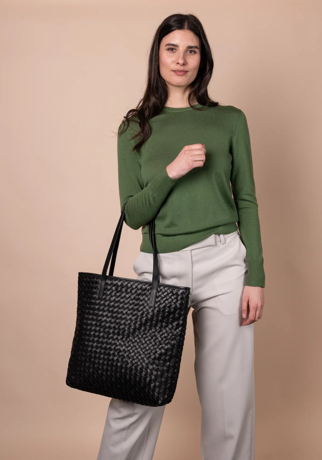 O My Bag Leder-Shopper Georgia Woven Classic Leather Black