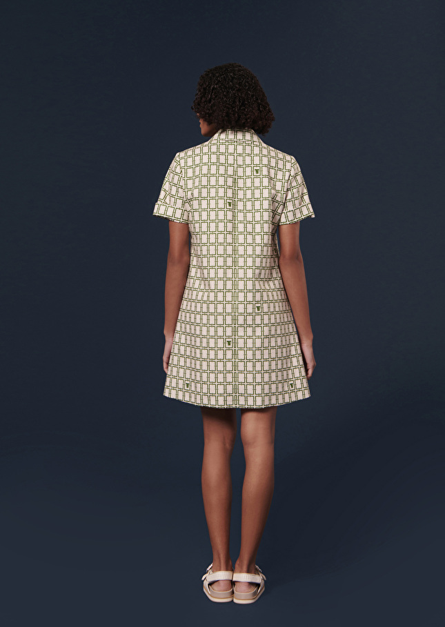 Robe Romarinécrue à motif graphique vert
