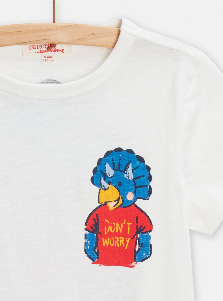 T-shirt écru imprimé triceratops pour garçon