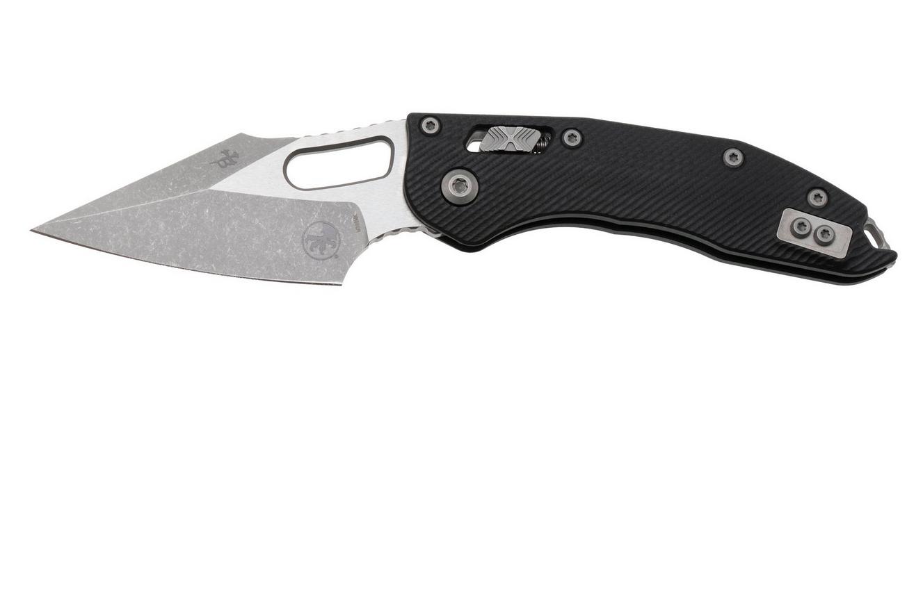 Microtech Stitch 169RL-10APFLGTBK, Apocalyptic Stonewashed M390MK, Fluted Black G10 zakmes, Borka Blades design