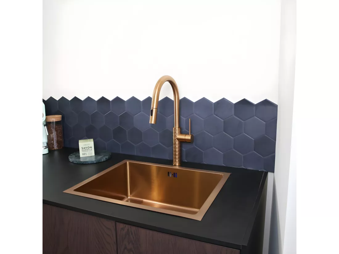 Architek mitigeur évier douchette extractible cuivre brossé - Essebagno