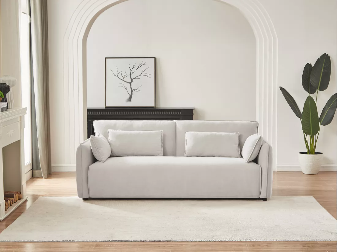 Canapé 3 places en tissu beige BALAVO