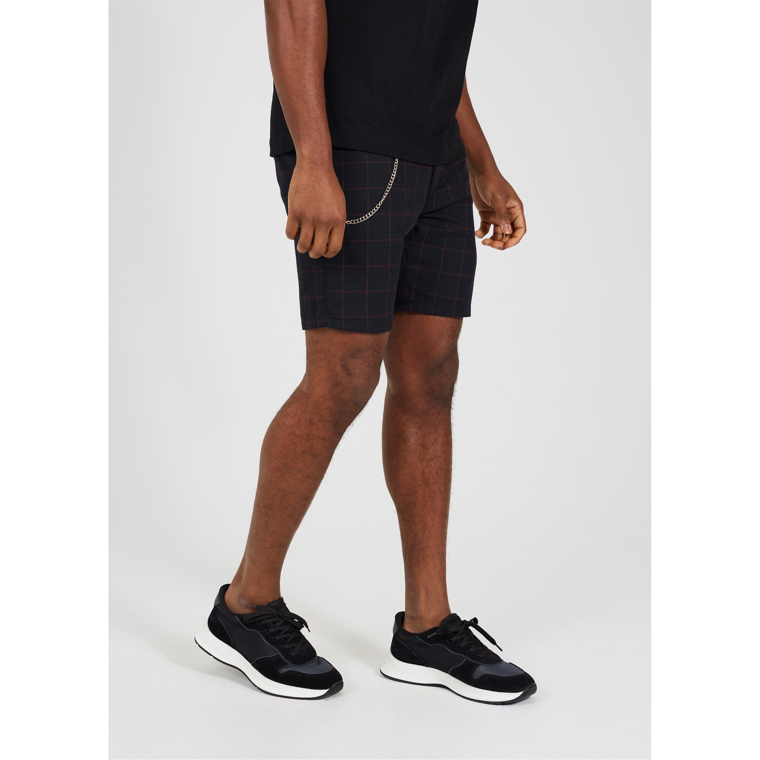 Brave Soul Checked Short with Chain