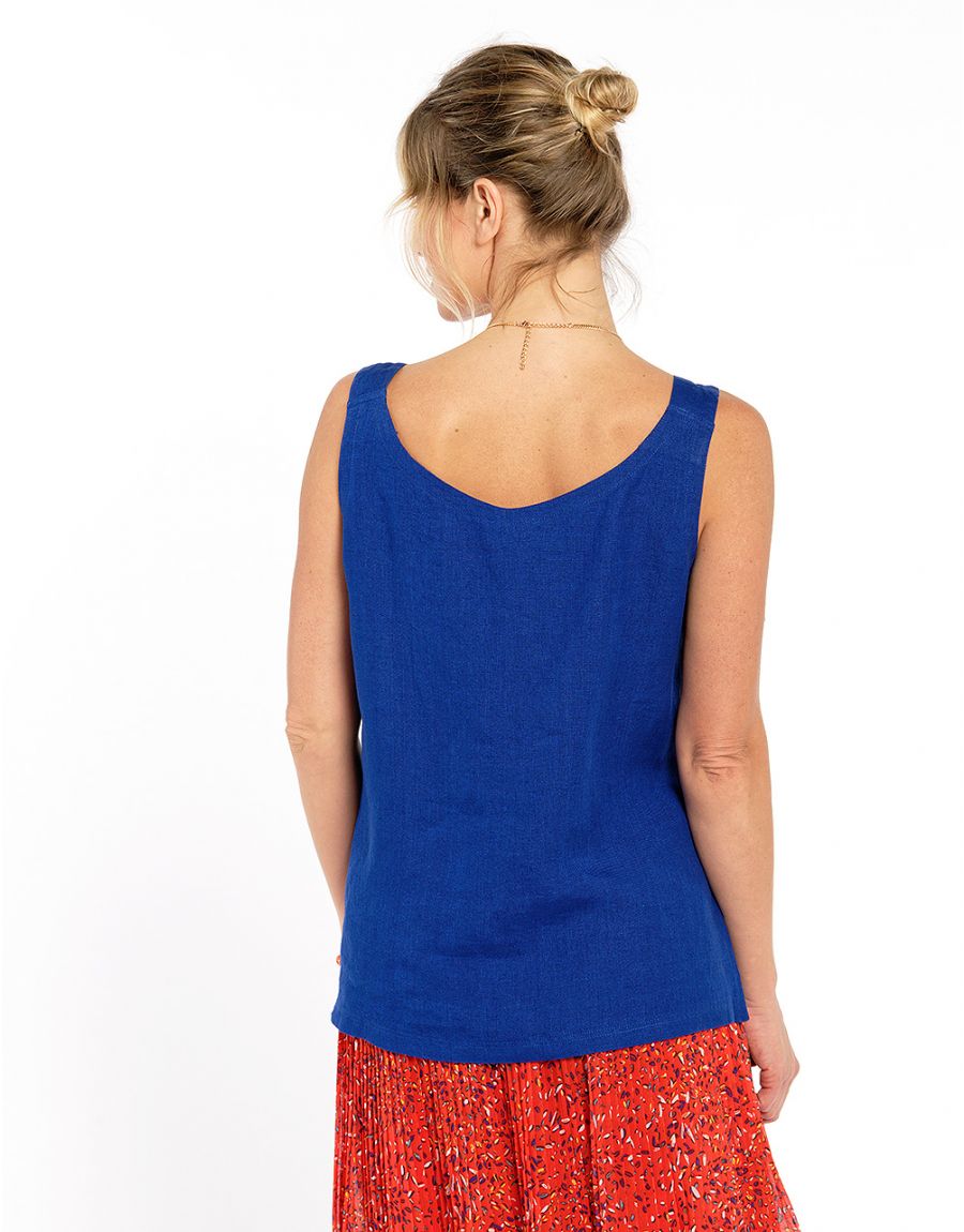 Top bleu roi 100% lin