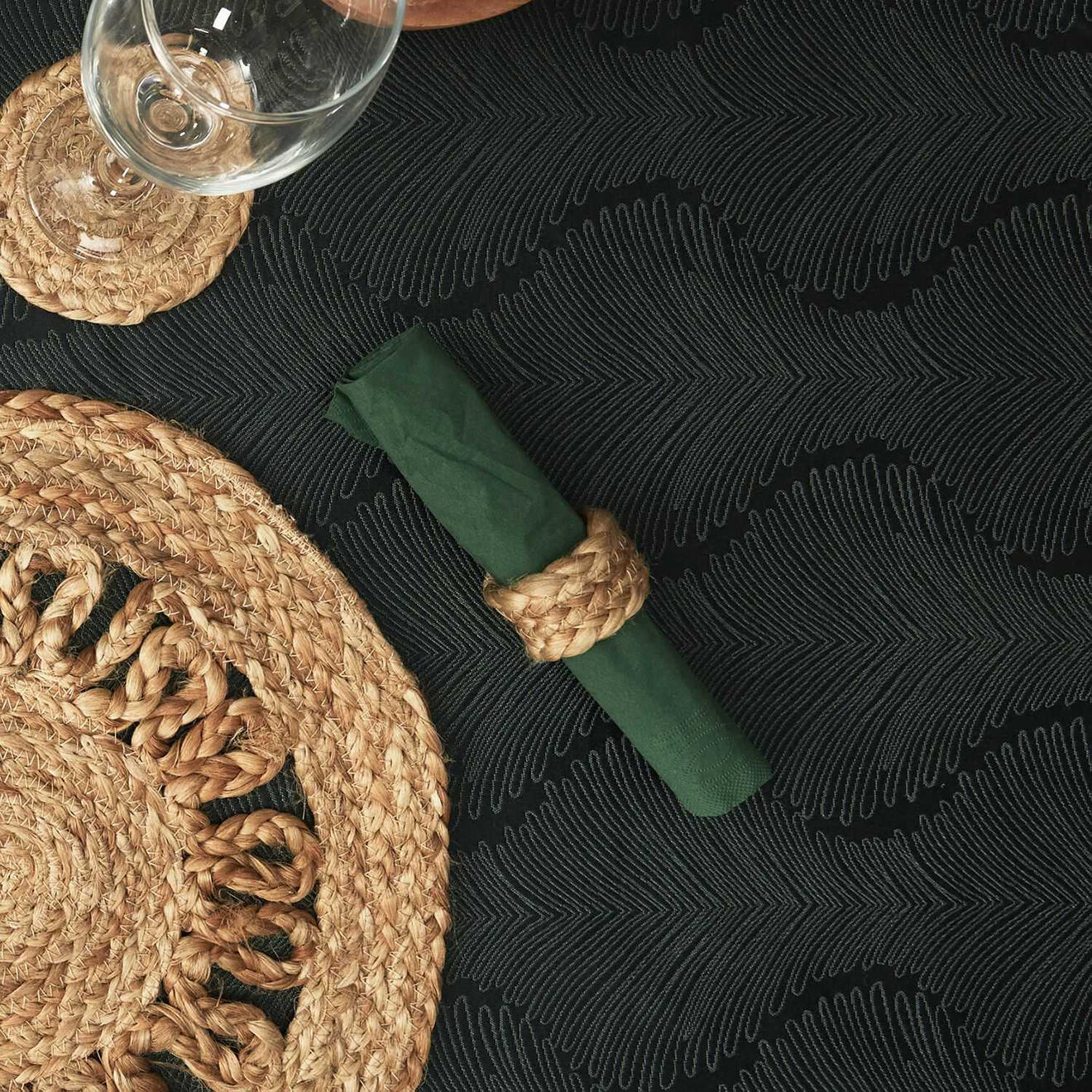 Home Deco Factory 8 Ronds de serviette jute beiges - 4x3x4 cm