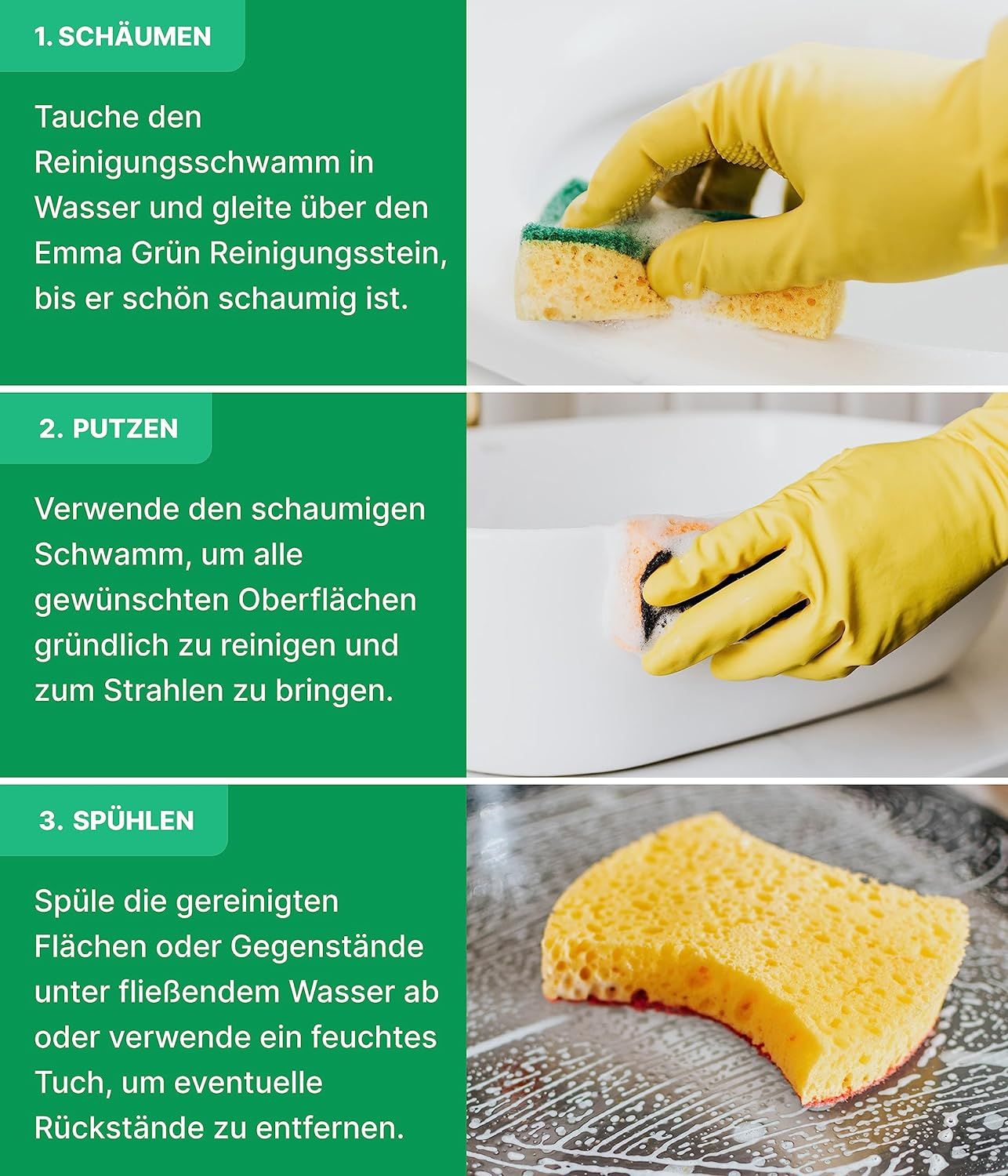 Emma Grün® Universal Putzstein inkl. Schwamm