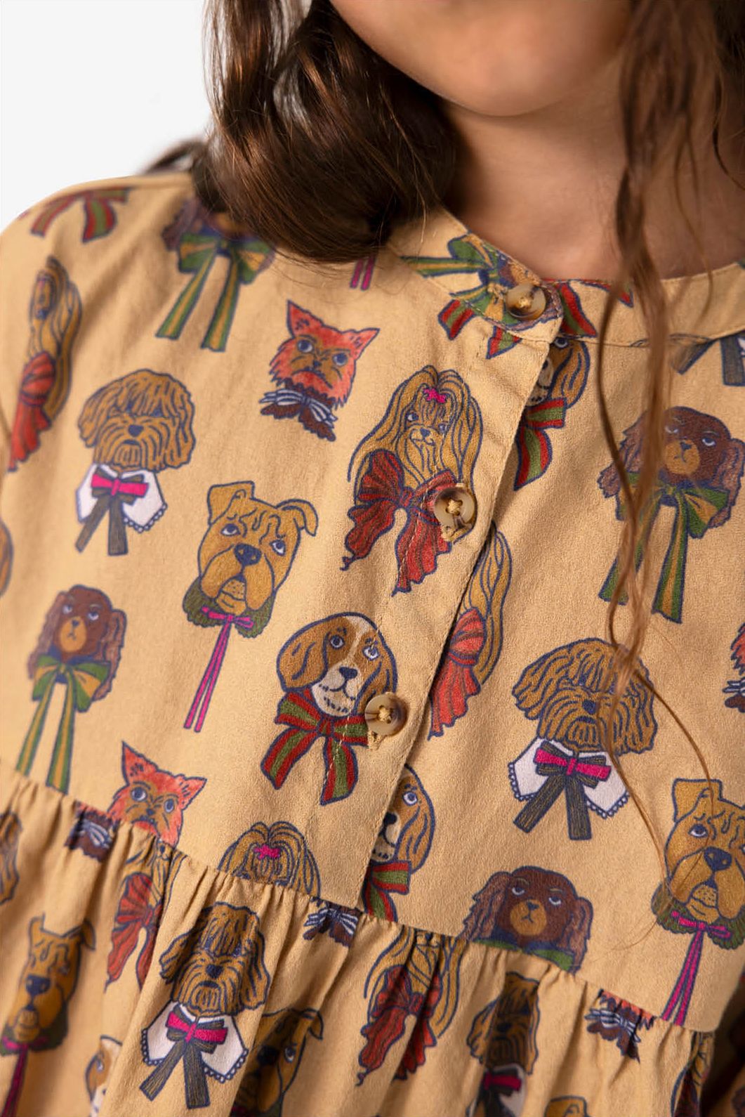 Bruine jurk met hondenprint