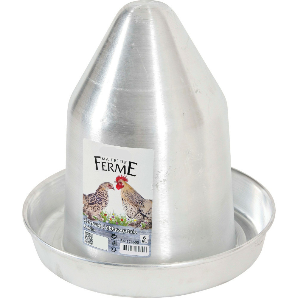 Abreuvoir en aluminium, capacité 6 litres basse cour