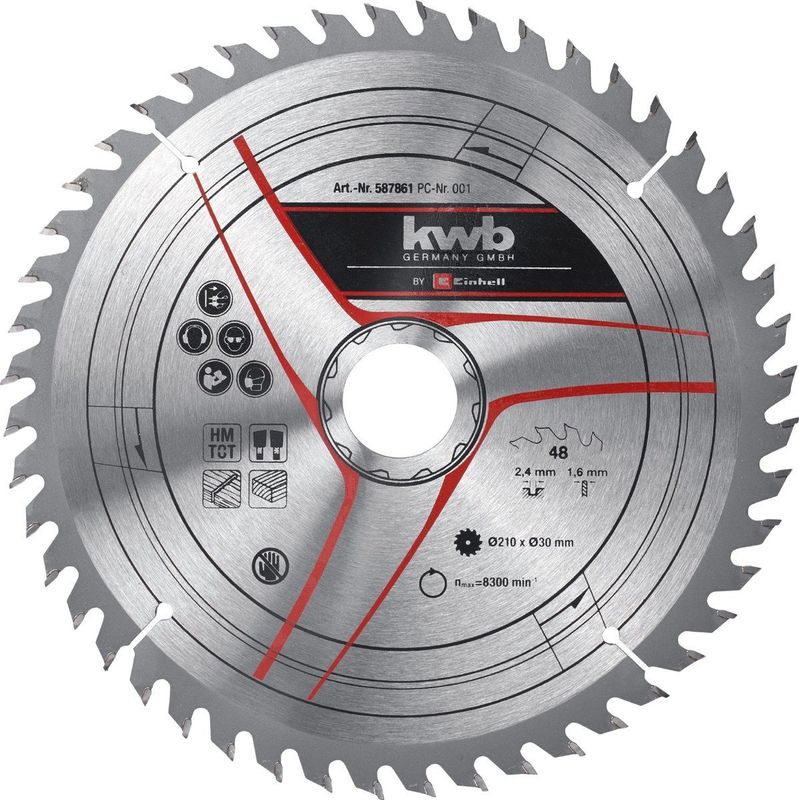 Einhell - HM TCT Zaagblad - 210mm - 48 Tanden - Asgat 30mm