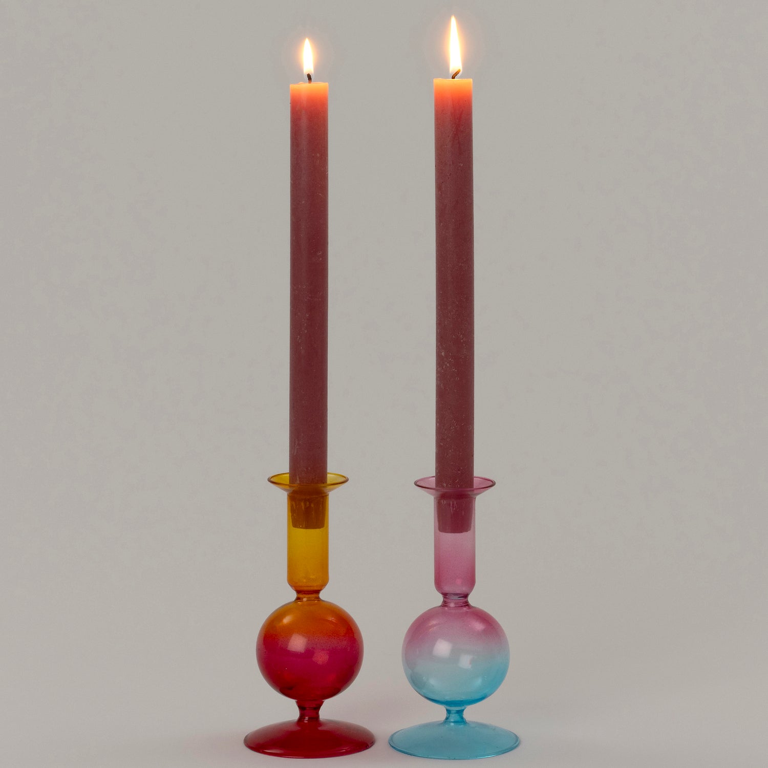 Intratuin kandelaar roze / blauw D 8 H 16 cm