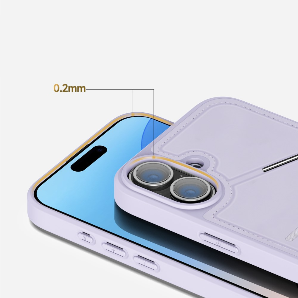 iPhone 16 Plus MagSafe Hybrid Leder Hülle mit Kartenfach   Kickstand Aufsteller (RFID Schutz) - Lila