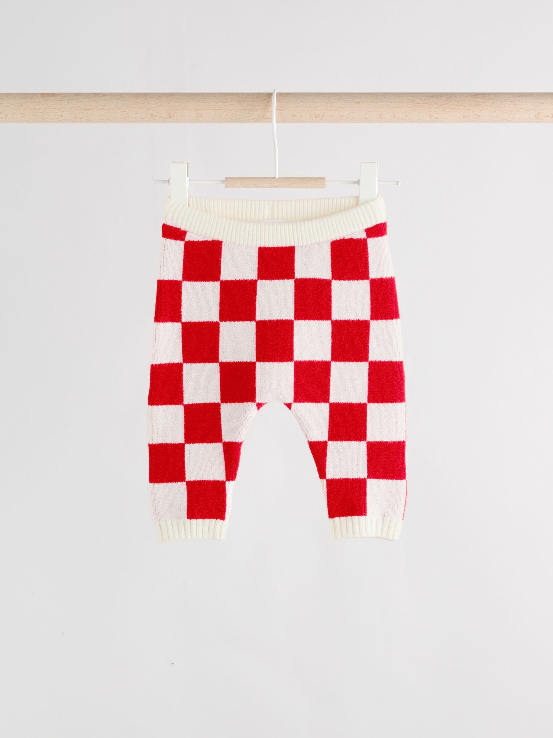 Rood Kerstman dambord - Kerst babytrui en leggings set (0mnd-2jr)