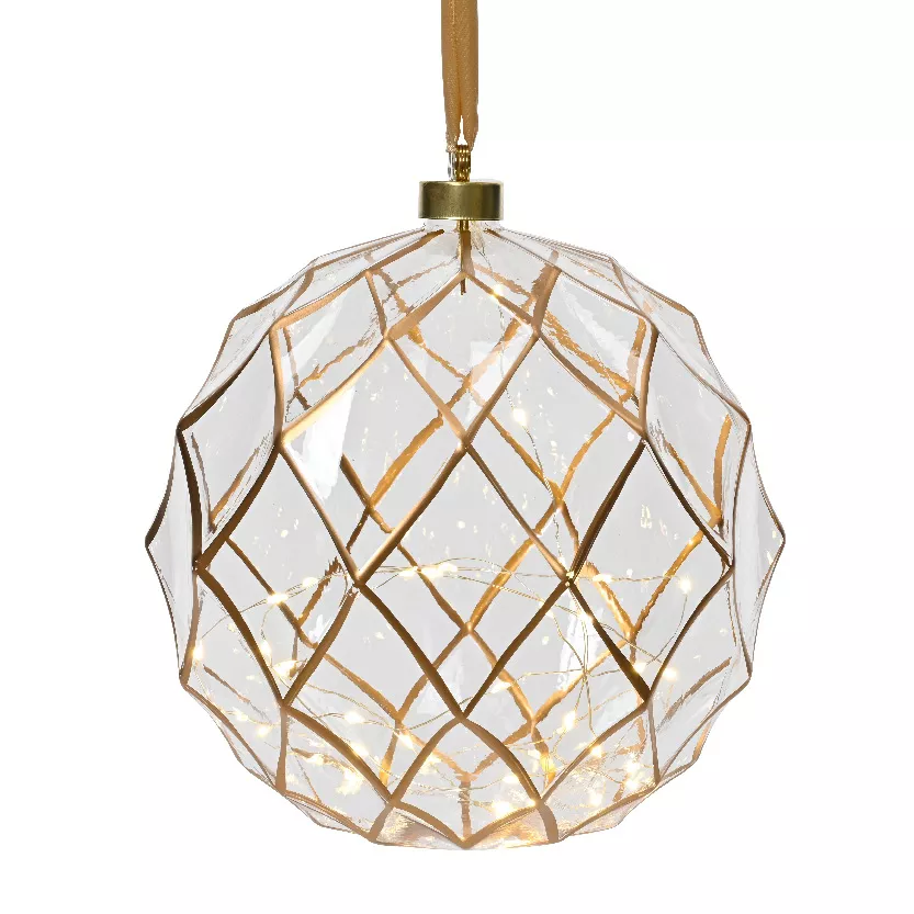 Suspension lumineuse à piles 40 LED (D20 cm) Vintage Or/blanc chaud