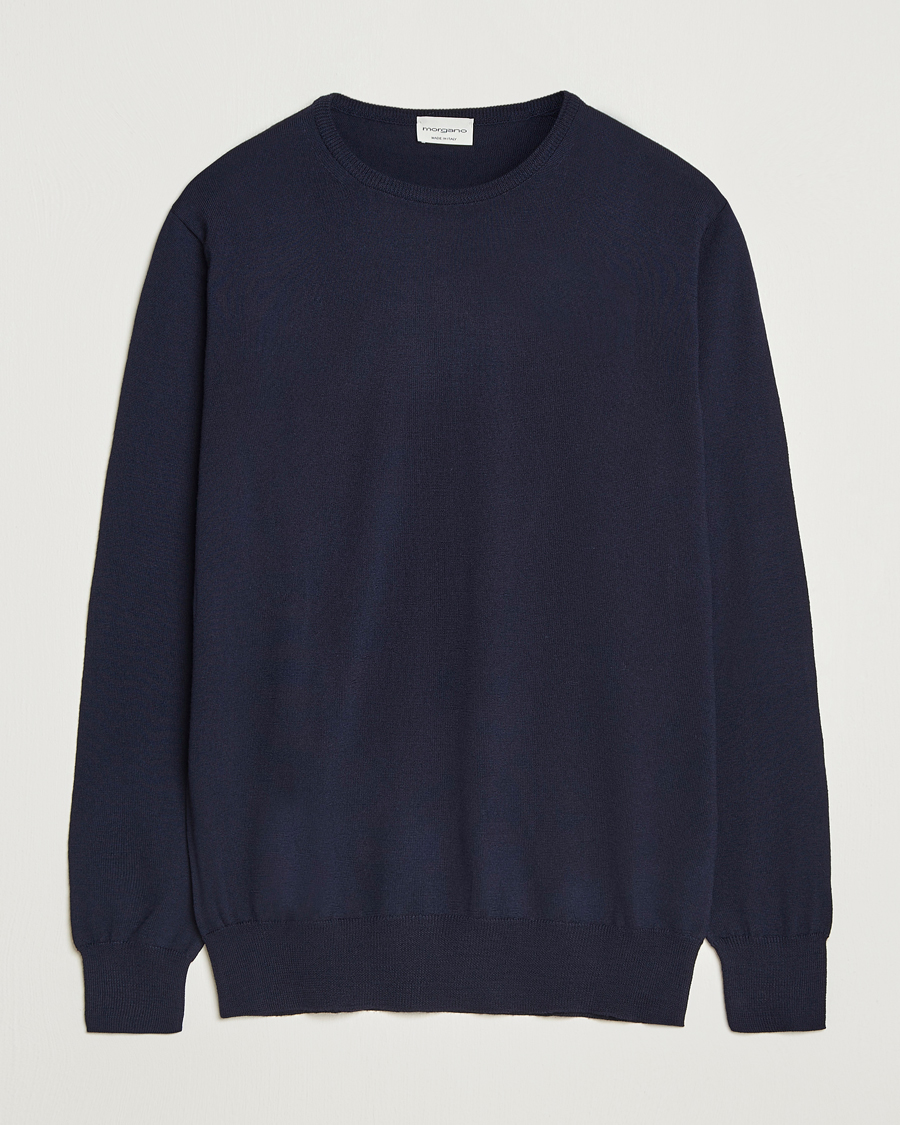 Morgano Extra Fine Merino Wool Crewneck Navy