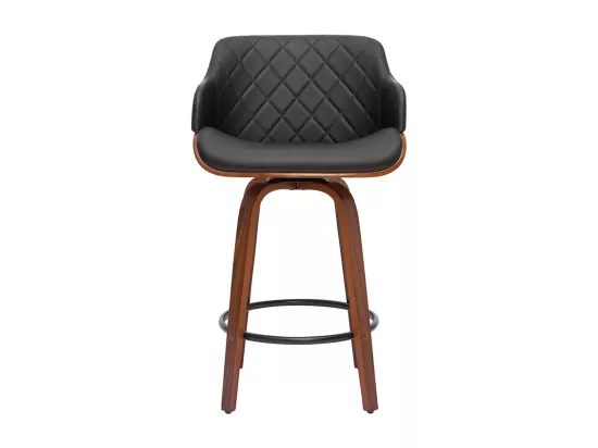Tabouret de bar design pivotant 360° noir et bois foncé H65 cm LUCIEN