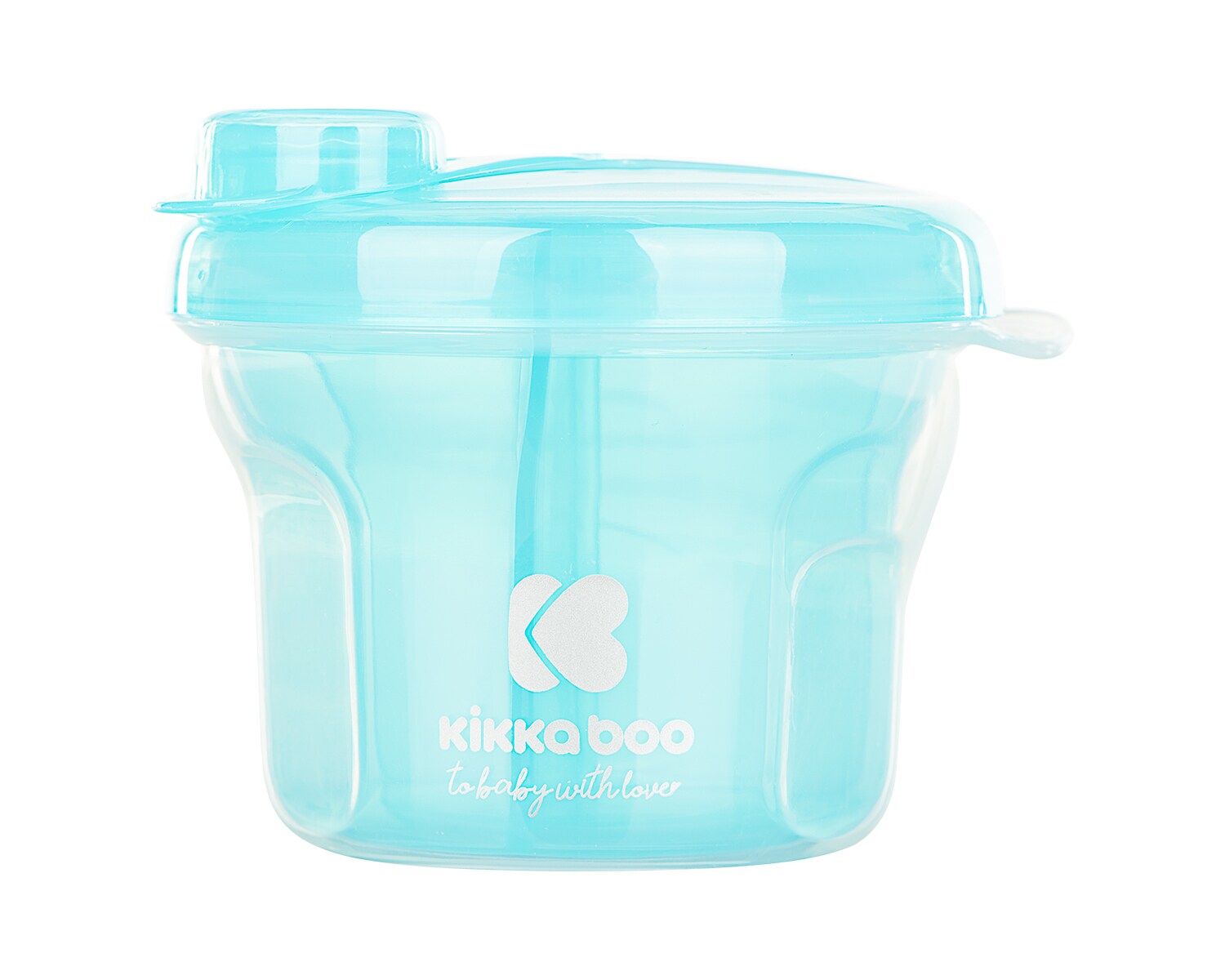 Kikkaboo Milchpulver Behälter 2 in 1 Snackbecher, drei Ablagefächer, Deckel blau