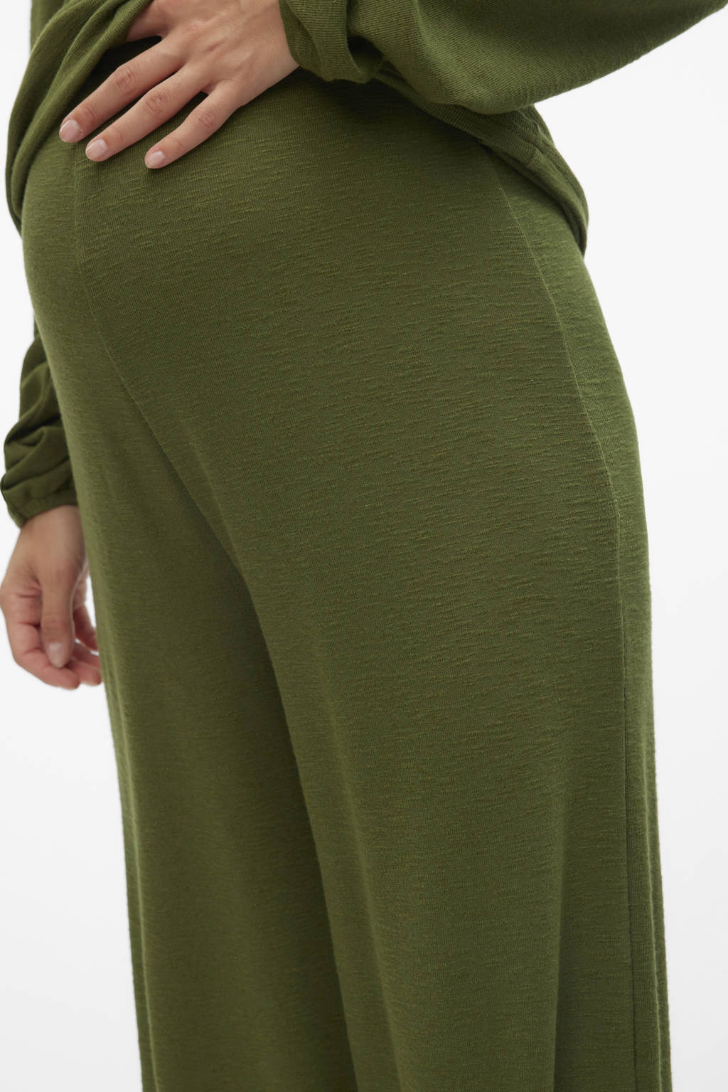 MAMALICIOUS wide leg zwangerschapspantalon MLFREDERIKKE donkergroen