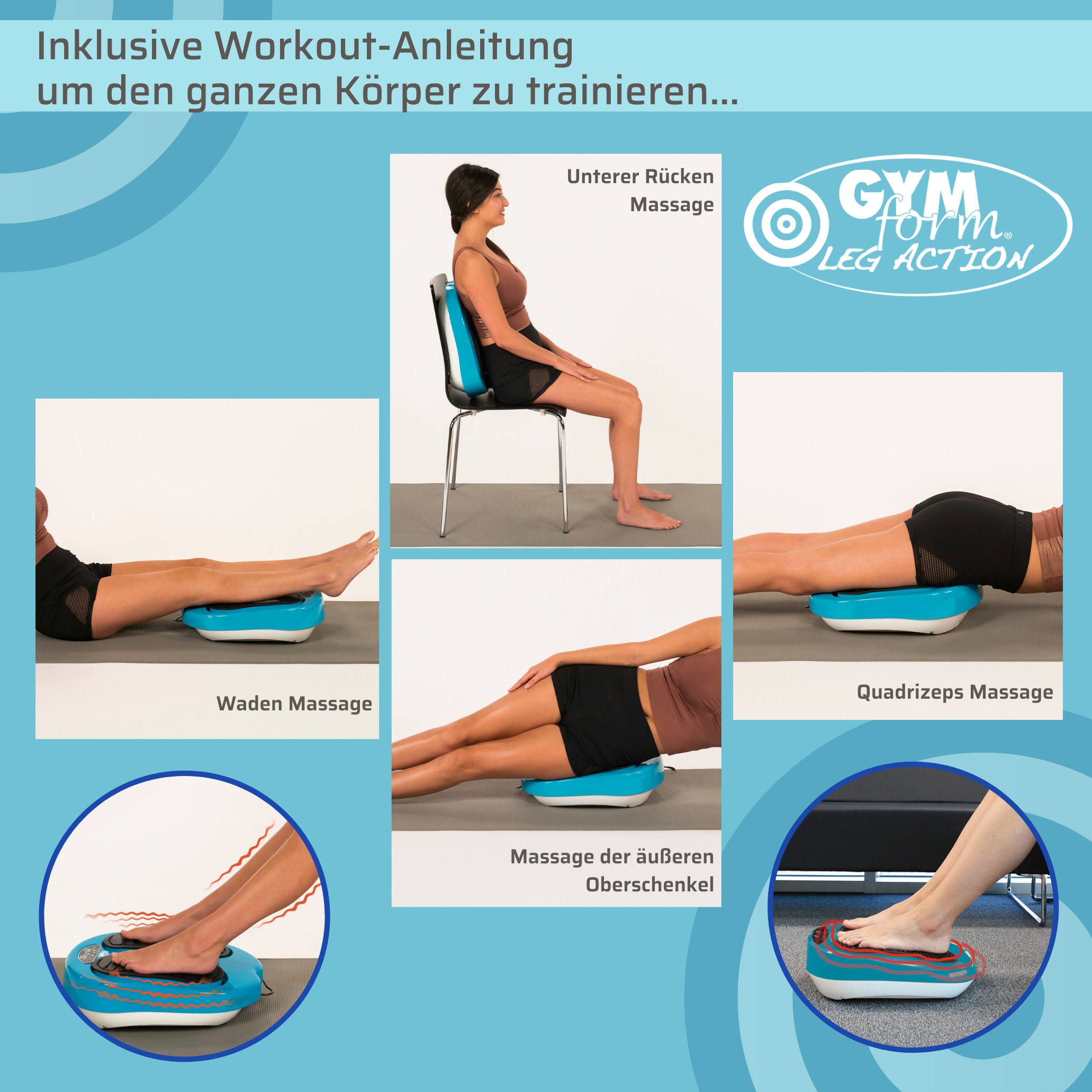 Gymform® Shiatsu Fußmassagegerät und Beinmassagegerät Leg Action