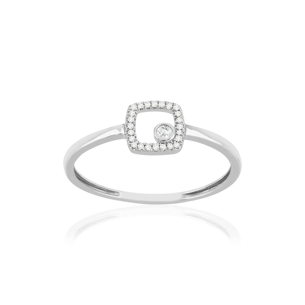 Bague or 375 blanc diamants