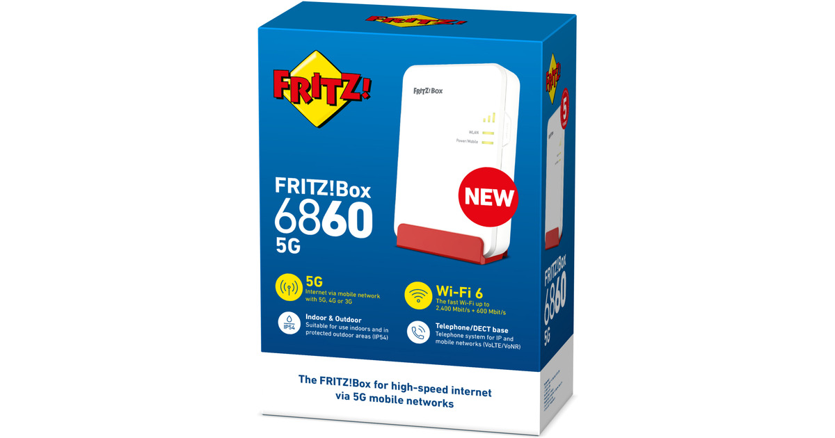 FRITZ!Box 6860 5G Edition International draadloze router  (Rood, Mesh, 5G)