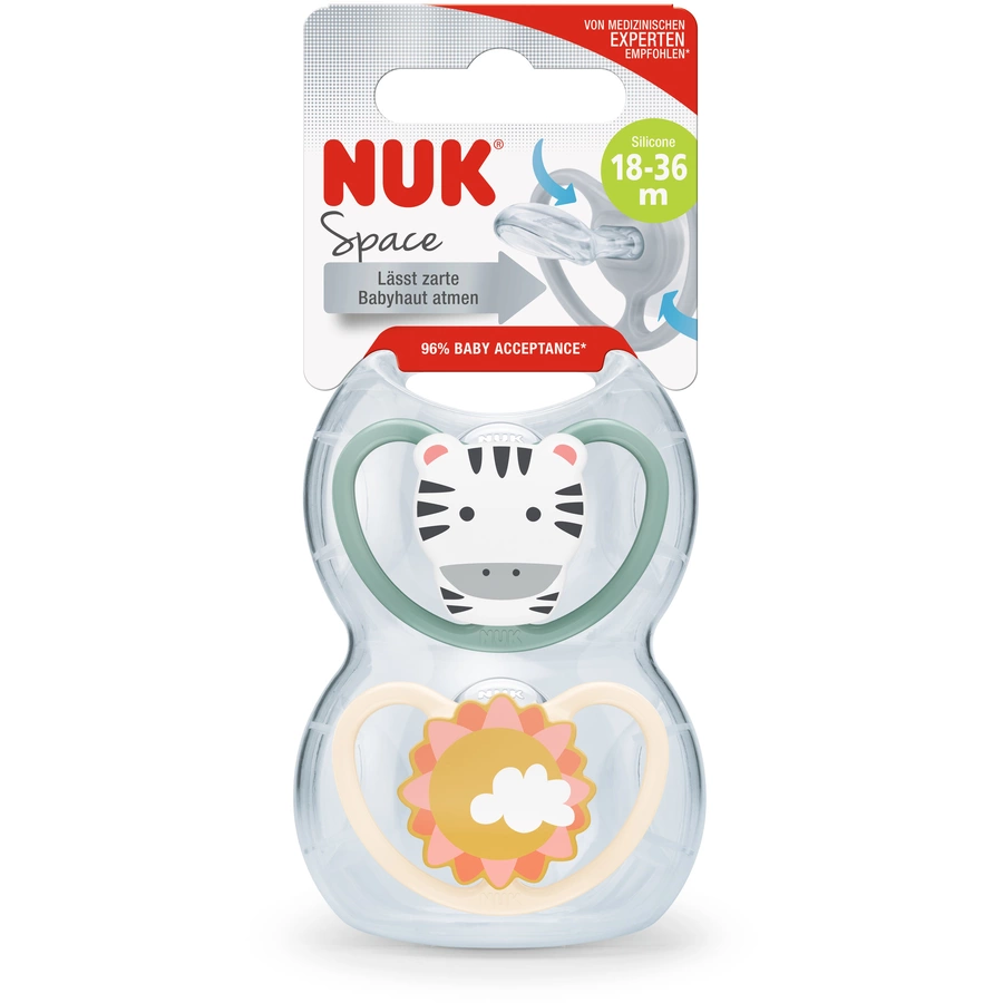 NUK Schnuller Space Silikon Gr. 3, ZebraSonne 4 Stück