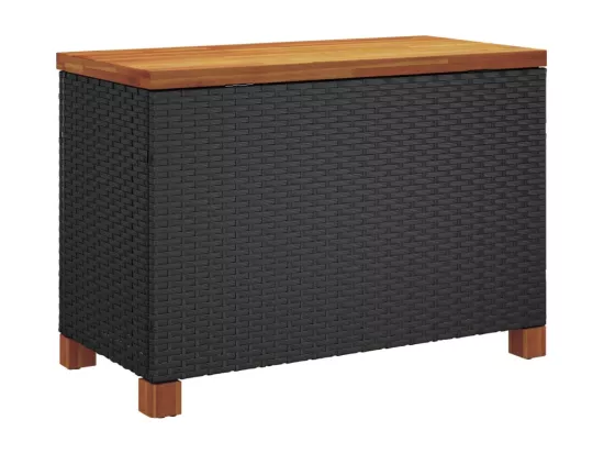 Prolenta Premium - Boîte de rangement de jardin noir résine tressée bois d'acacia
