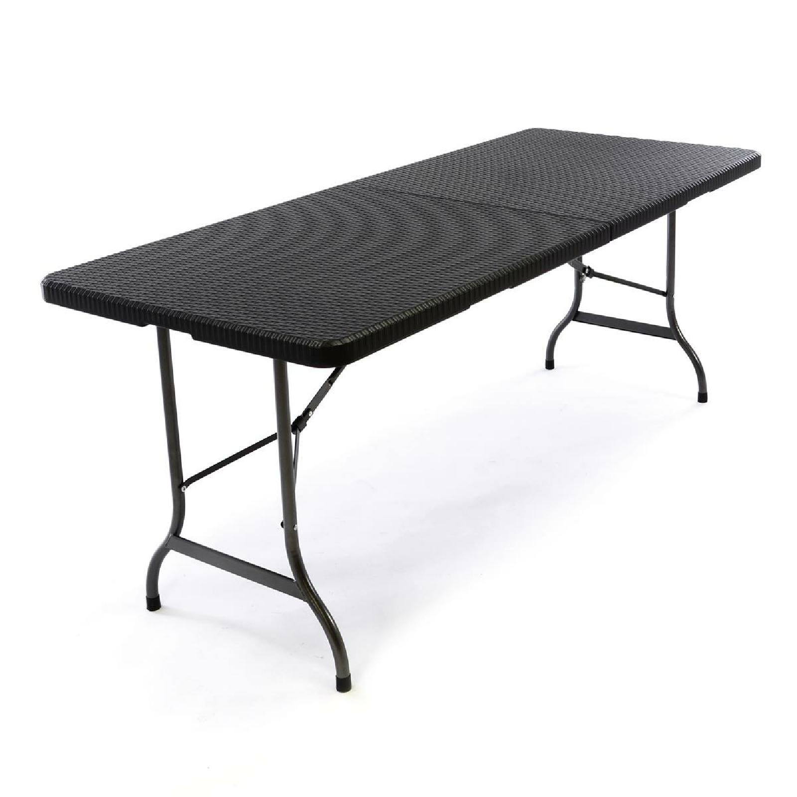 VCM 3-tlg. Gartengarnitur 1 Tisch 2 Bänke klappbar Rattan-Optik Bierzeltgarnitur Set 180 cm