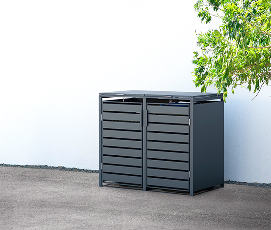 Mülltonnenbox, Stahl, 2er
