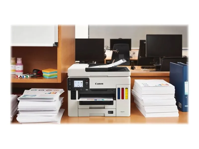 Canon MAXIFY GX7050 - Multifunktionsprinter - farve - blækprinter - kan genopfyldes - Legal (216 x 356 mm)/A4 (210 x 297 mm) (original) - A4/Legal (medie) - op til 24 ipm (udskriver) - 600 ark - 33.6 Kbps - LAN, Wi-Fi(n), USB 2.0, USB vært