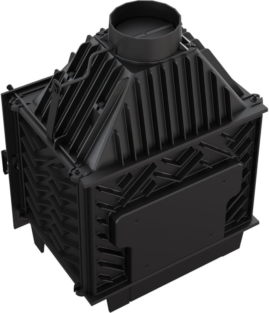 KRATKI Kamineinsatz ZUZIA ECO 12 kW – Gusseisen-Kamineinsatz mit Ø 180 mm Rauchrohr, sauberes Glas-System, Dreifach-Belüftung & hoher Wirkungsgrad
