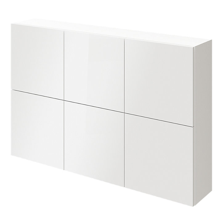 Buffet suspendu avec 6 portes blanches GoodHome Atomia H. 75 x L. 112,5 x P. 22 cm