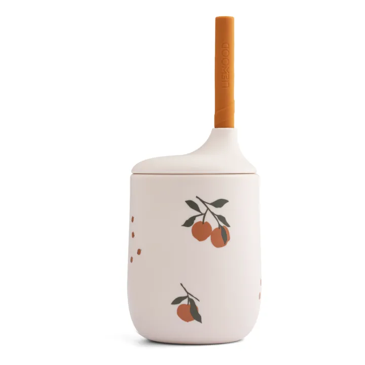 Liewood Gobelet avec paille Ellis en silicone | Peach/Sandy