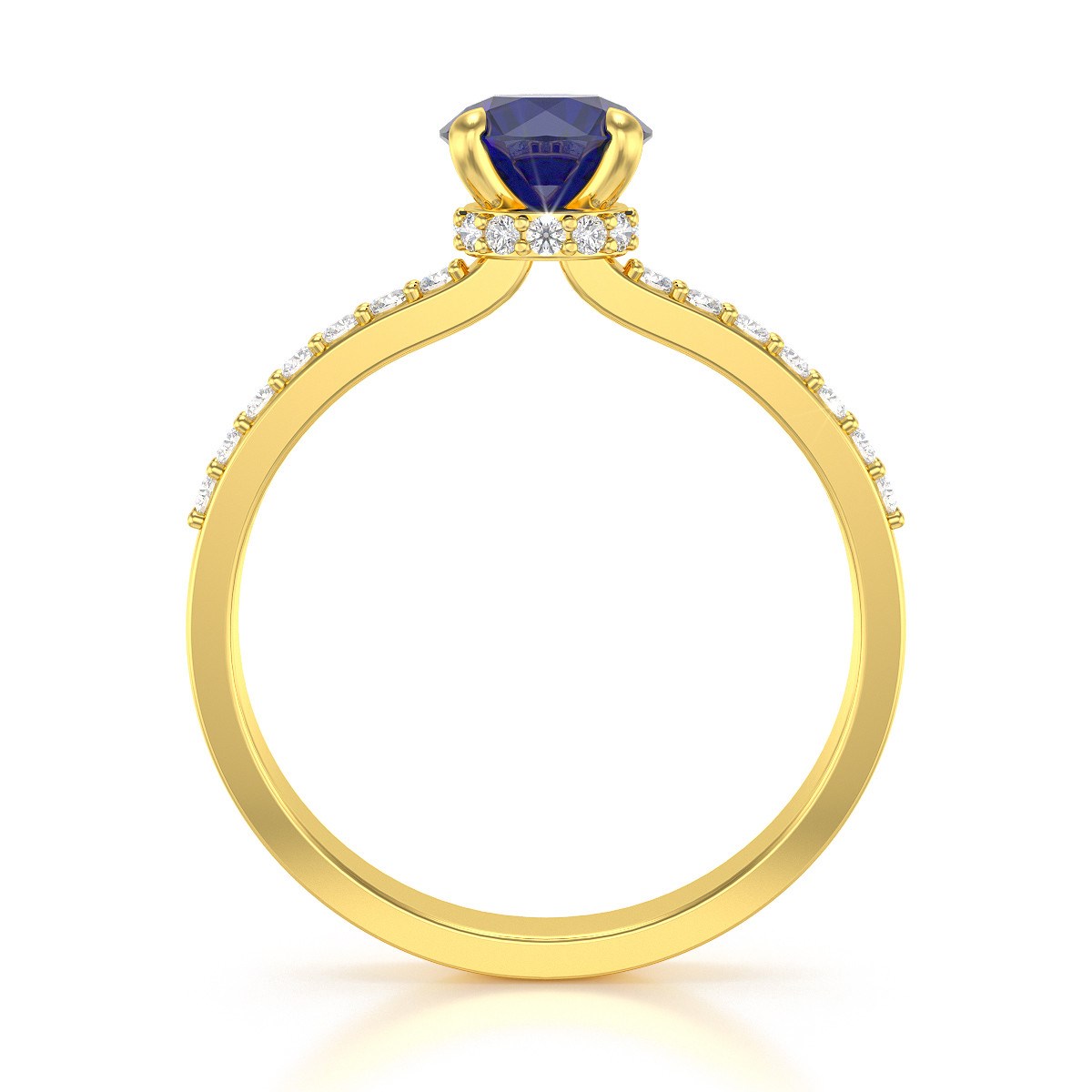 Bague ADEN Or 585 Jaune Saphir et diamants 2.4grs