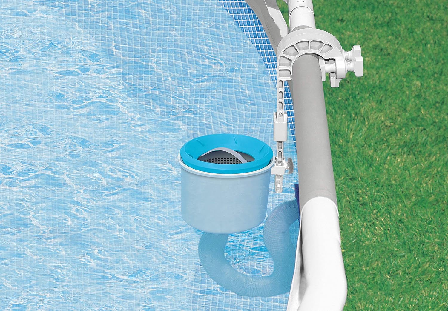 Intex Swimming Pool 610 x 305 x 122 cm Frame Pool Set Prism Oval 26798 & Oberflächenskimmer - Deluxe Oberflächenskimmer zur Wandmontage - Hängeskimmer