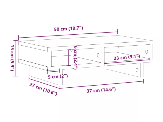 Support de moniteur blanc 50x27x15 cm bois d'ingénierie