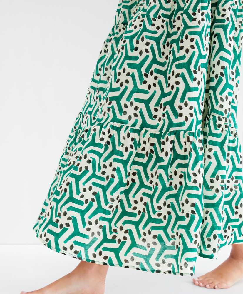 Vestido túnica de algodão estampado